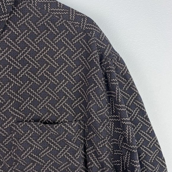 Nat Nast Hawaiian Shirt Men's XL Black Blue White Geometric Silk Blend Logo, EUC - Picture 2 of 6